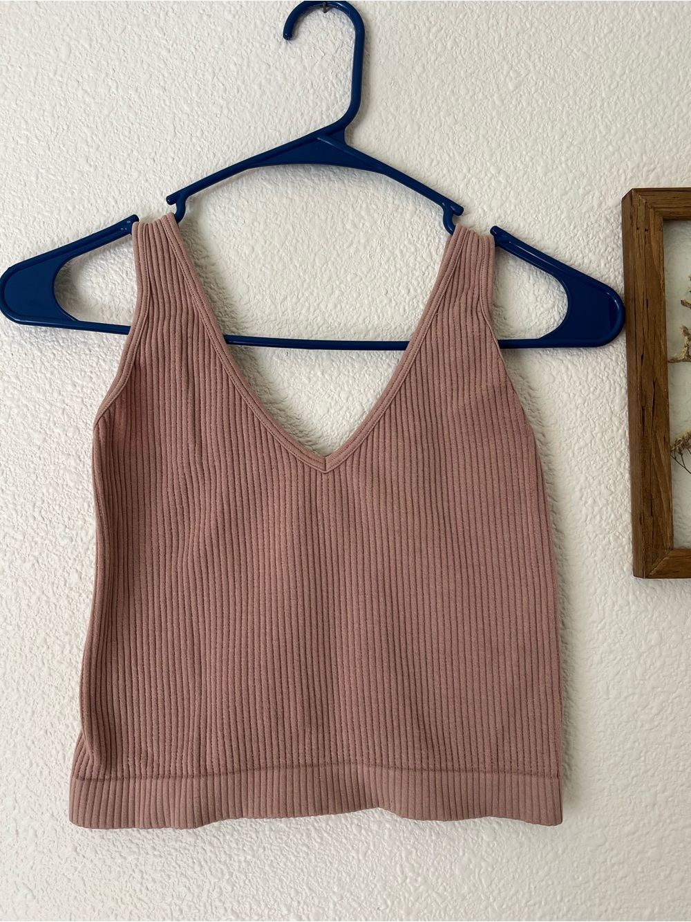 Free People Ribbed V-Neck Tank Top - Dusty Rose